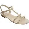 Vaneli Brunel Womens Adjustable Studded Gladiator Sandals In White