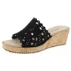 Vaneli Cammie Womens Cut-out Faux Suede Wedge Sandals In Black