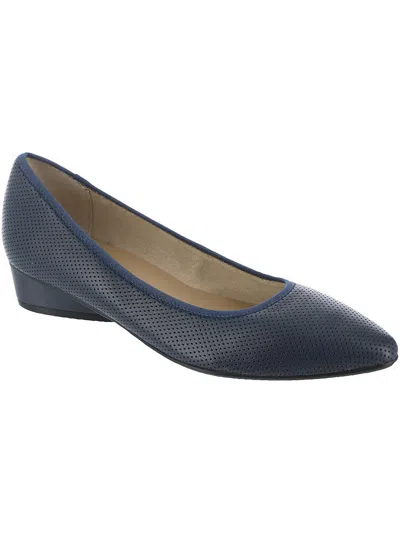 Vaneli Fiona Womens Faux Leather Flat Shoes In Blue