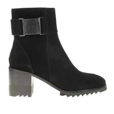Pre-owned Vaneli Helli Water Resistant Heeled Round Toe Booties Womens Black Casual Boots