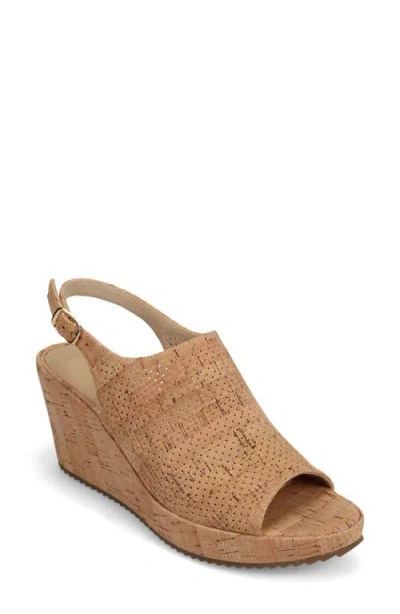 Vaneli Lansa Slingback Platform Wedge Sandal In Natural