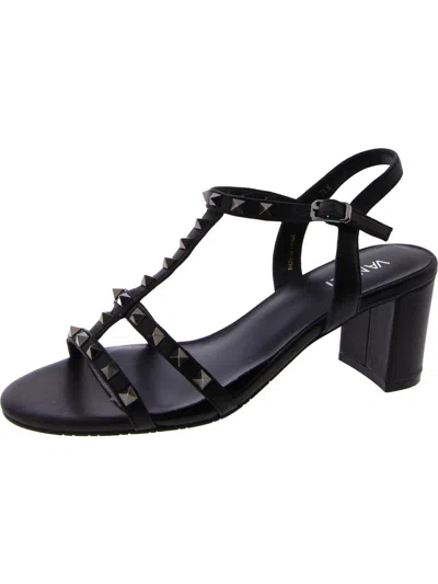 Vaneli Midge Womens Leather Metallic Slingback Sandals In Black