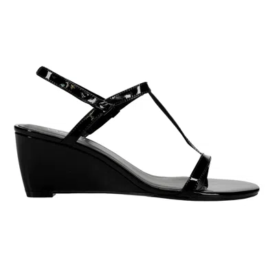 Vaneli Mohan Wedge Sandal Black Patent 312918-blk Women's
