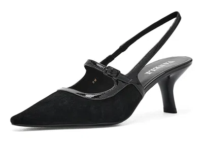 Vaneli Payge High Women's Heels Black Suede/patent: 10 M (b), Wool