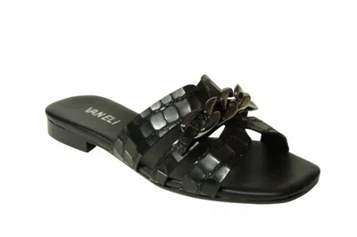 Vaneli Women's Errita Flat Sandal In Black Crocodile In Green