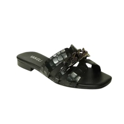 Vaneli Women's Errita Flat Sandal In Black Crocodile Print In Multi