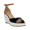 Vaneli Women's Lemy Wedge Sandals In Black Patent Combo In Multi