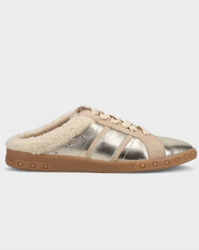 Vaneli Women's Pepper Lace-up Backless Slide Sneaker In Beige/silver In Metallic