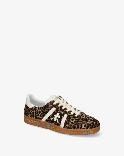 Vaneli Women's Premiata Bonnie Sneakers In Camel Mini Leo Hair Calf In Brown