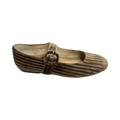 Vaneli Women's Tasja Ballet Flat In Moca Stripes Velvet In Multi
