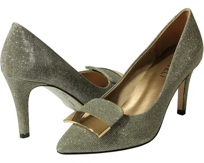 Vaneli Women's  Sabrin Pumps Us 8 Gray Leather Pointed Toe Stiletto Heel Khd741 In Silver