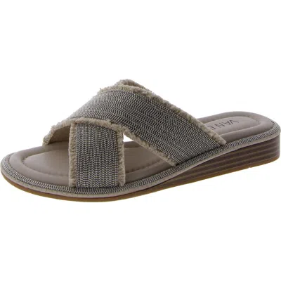 Vaneli Womens Cavas Round Toe Slide Sandals In White
