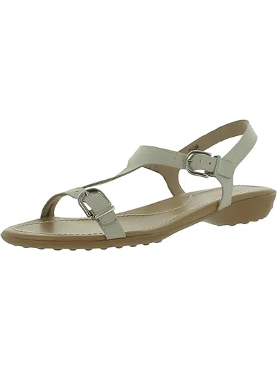 Vaneli Womens Faux Leather Open Tow Ankle Strap In White