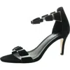 Vaneli Womens Mixed Media Leather Ankle Strap In Black