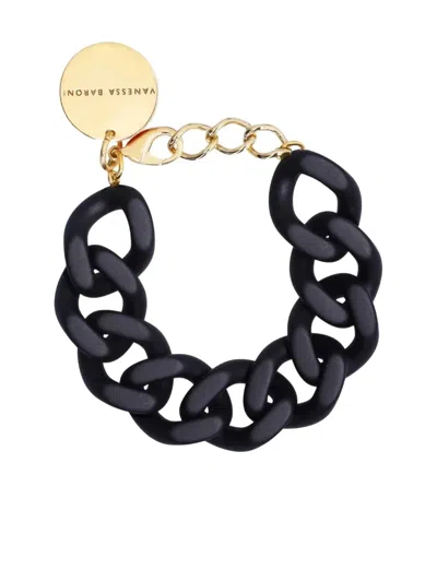 Vanessa Baroni Flaches Kettenarmband In Black