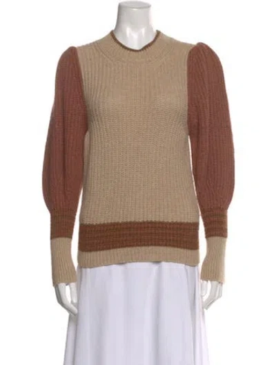 Pre-owned Vanessa Bruno Alpaca Colorblock Pattern Sweater In Brown