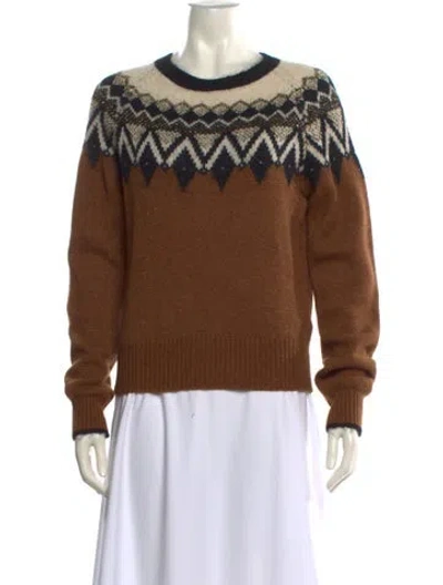 Pre-owned Vanessa Bruno Alpaca Printed Sweater In Brown