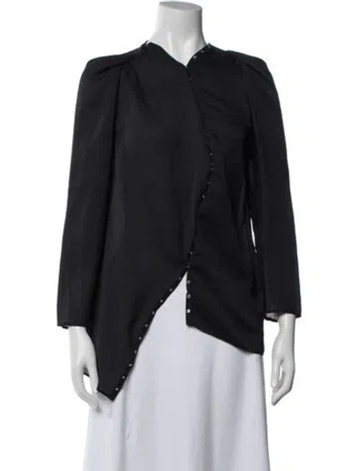 Pre-owned Vanessa Bruno Asymmetrical Long Sleeve Blouse In Black
