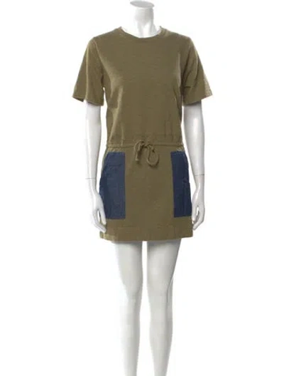 Pre-owned Vanessa Bruno Athé Colorblock Pattern Mini Dress In Green