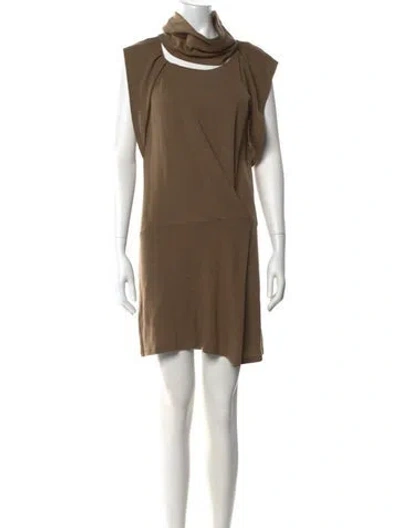 Pre-owned Vanessa Bruno Athé Cowl Neck Mini Dress In Brown