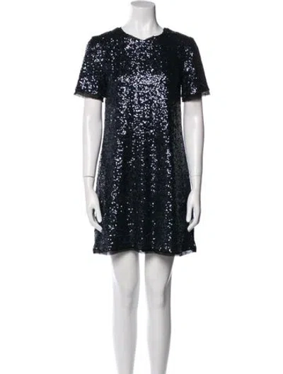 Pre-owned Vanessa Bruno Athé Crew Neck Mini Dress In Black