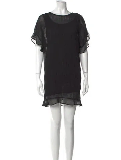 Pre-owned Vanessa Bruno Athé Crew Neck Mini Dress In Black