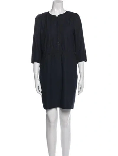 Pre-owned Vanessa Bruno Athé Crew Neck Mini Dress In Blue