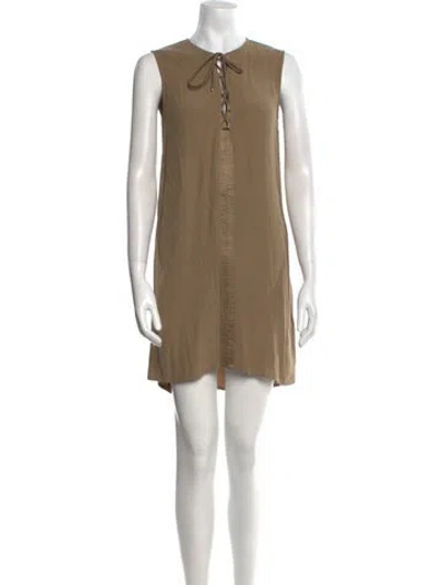 Pre-owned Vanessa Bruno Athé Crew Neck Mini Dress In Neutral