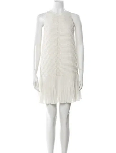 Pre-owned Vanessa Bruno Athé Crew Neck Mini Dress In Neutral