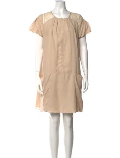 Pre-owned Vanessa Bruno Athé Crew Neck Mini Dress In Neutrals