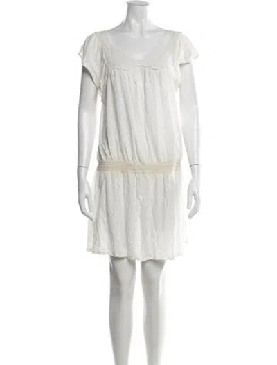 Pre-owned Vanessa Bruno Athé Linen Mini Dress In White