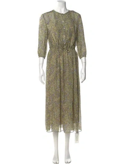 Pre-owned Vanessa Bruno Athé Printed Midi Length Dress In Green