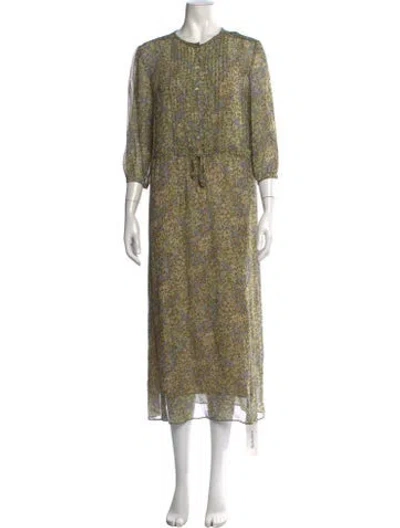 Pre-owned Vanessa Bruno Athé Printed Midi Length Dress In Green