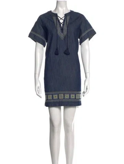 Pre-owned Vanessa Bruno Athé Printed Mini Dress In Blue