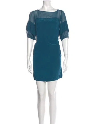 Pre-owned Vanessa Bruno Athé Silk Mini Dress In Blue