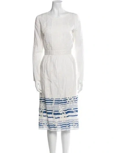 Pre-owned Vanessa Bruno Athé Striped Knee-length Dress In White