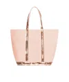 Vanessa Bruno Large Cabas Sequin-trimmed Tote Bag In Nude