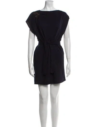Pre-owned Vanessa Bruno Bateau Neckline Mini Dress In Blue