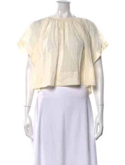 Pre-owned Vanessa Bruno Bateau Neckline Short Sleeve Crop Top In Neutral