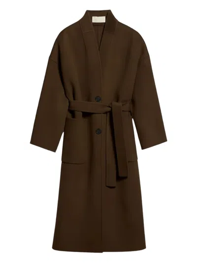 Vanessa Bruno Belted Patch-pocket Coat In Brown