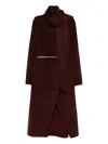 Vanessa Bruno Belted Scarf Double-breasted Coat In Red