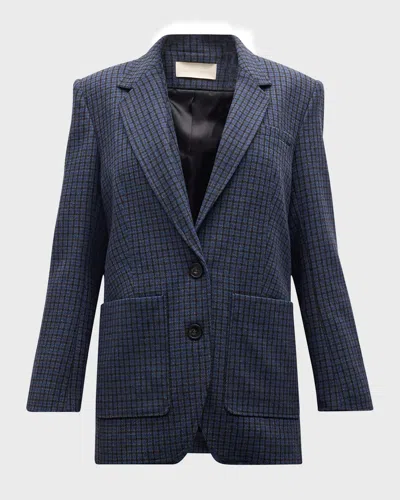 Vanessa Bruno Bradley Single-breasted Check Blazer In Marine