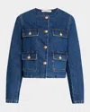 Vanessa Bruno Button-down Cotton Denim Jacket In Royal