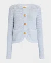 Vanessa Bruno Button-down Open Cable Cardigan In Neptune