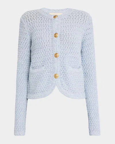 Vanessa Bruno Button-down Open Cable Cardigan In Neptune