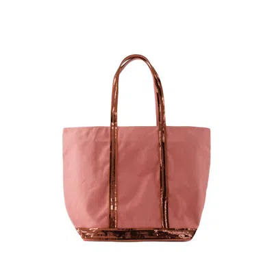 Vanessa Bruno Cabas L Shopper Bag - Cotton - Pink Litchi In Burgundy