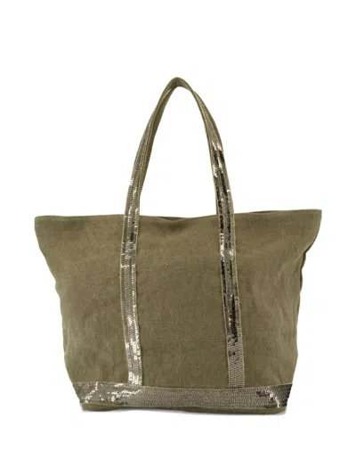 Vanessa Bruno Cabas M Sequin-trimmed Tote Bag In Green
