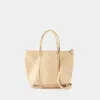 Vanessa Bruno Small Sequin-trimmed Linen Tote Bag In Beige
