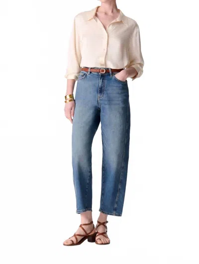 Vanessa Bruno Caleb High Waisted Barrel Cut Jeans In Bleu Gris In Blue