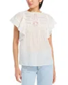 Vanessa Bruno Calisson Lace-trim Pintuck Blouse In Blanc